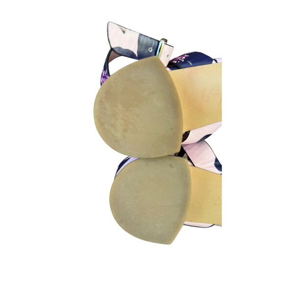 Kate Spade New York Pink Floral Strappy Sandals With Navy Flower Print.Size 8B - Picture 8 of 11